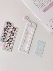 1个多色4格卡包可爱围巾式卡套照片卡夹可爱信用卡盒挂件钥匙扣徽章学生证/银行卡照片卡挂件钥匙扣女士迷你钱包小钱包卡包旅行必备 - 彩色 - 查看 11