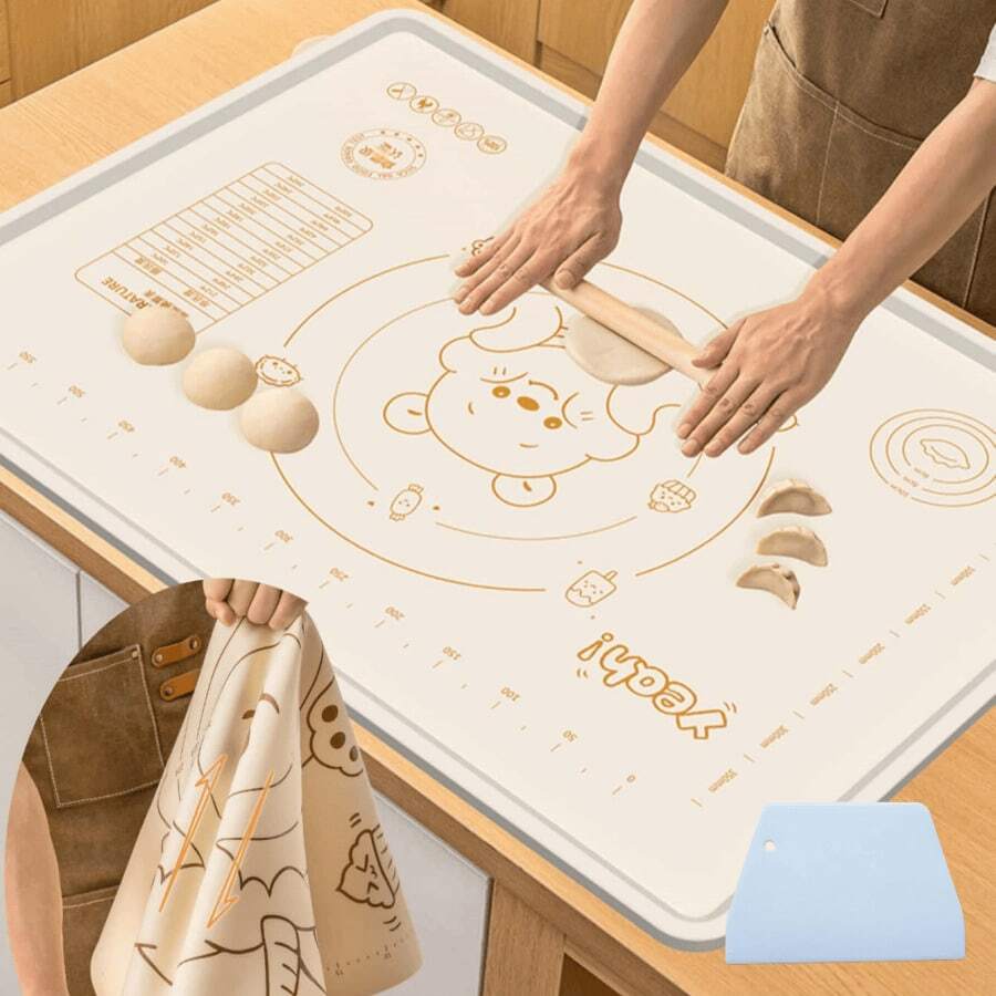 1 Piece Thickened Silicone Kneading Mat, Baking & Rolling Mat, Multi-Functional Kitchen Silicone Pad - Multicolor - View 1