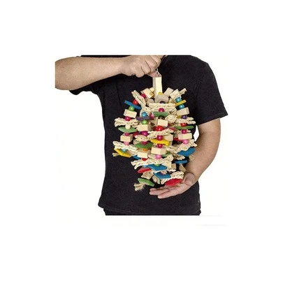 Bird Cage Bite Toy For African Grey Macaws Cockatoos Large Parrot Chewing Blocks Knots Tearing