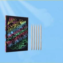 10/20/50pcs Rainbow Scratch Art Paper (Includes Bamboo Scratch Tool + 4 Templates) - Magical Scratch Art Paper, Perfect For Holiday Parties, No Ink Needed, Easy To Use, Clean And Tidy. This DIY Paper Craft Set Is An Ideal Gift For Parties, Boys, Girls, Birthdays, New Year, Holiday Decor, And Back To School Favors. - Multicolor - View 6