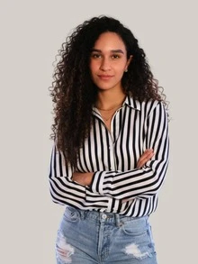 OctMoon Women's Long Sleeve Shirt With Pearl Buttons, Simple Casual Daily Top - 藏蓝色 - 查看 5