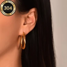 Stainless Steel Hypoallergenic Gold Hoop Earrings, Women's Earrings, Circular Hoop Earrings, Suitable For Daily Wear Or Parties, A Delicate Gift For Women, Stainless Steel Hoops, Small Piercing Earrings - Ring - View 3