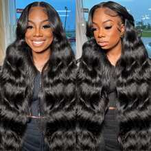 NARNI 36 Inch 13x6 Body Wave Lace Front Wigs Human Hair Pre Plucked 250% Density Body Wave HD Transparent Lace Front Wig Glueless Human Hair Wigs With Baby Hair For Women Real 15A Brazilian Virgin Lace Frontal Human Hair Wig Natural Black Color - Natural Black - Xem 8