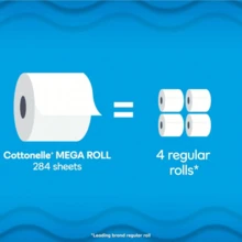 Cottonelle Ultra Clean Toilet Paper,24 Family Mega Rolls = 132 Regular Rolls,9 Mega Rolls = 36 Regular Rolls,4 Extra Large Rolls (Equivalent To 16 Regular Rolls) - Ultra Clean Care With A Wavy Texture, Effectively Cleans, Septic TankSafe And Clog-Proof, Soft And Strong, Value Pack. Cottonelle Toilet Paper, Extra Large Rolls, Septic TankSafe Paper, Clog-Proof, Soft And Strong, Ultra Clean Texture, Flushable Toilet Paper,Packaging May Vary,Toilet Paper, Sanitary Napkins, Toilet Paper Rolls, Paper, Bathroom Paper, Paper Products, Toilet Paper Holders, Kitchen Paper, Wet Wipes, Buy One Get One Free, Christmas, Gifts - 白色 - 查看 3