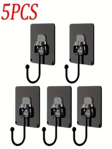 2/5pcs Black Self-Adhesive Bathroom Hooks, Kitchen Hooks Storage Rack, Heavy Duty Sticky Hooks, Waterproof Rust-Proof Wall Hooks, Easy To Install - Ideal For Hanging Coats, Towels, Keys In Bathroom And Kitchen | Stylish Hook Design | Suitable For Bathroom And Kitchen Storage, Bathroom Accessories And Kitchen Supplies - Black - View 14