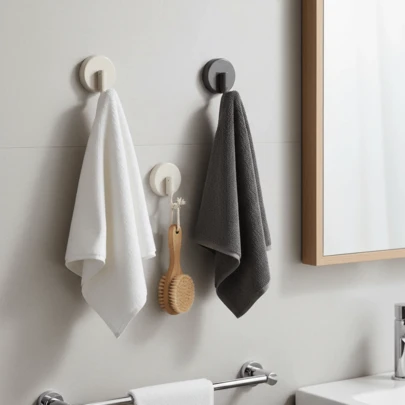 4 Pcs Heavy-Duty Suction Cup Hooks For Bathroom And Kitchen- Drill-Free, Reusable Hangers For Glass, Windows And Tile, Waterproof, Invisible Adhesive Grip, No-Drill Shower Accessories, Strong Vacuum Power For Hanging Towels, Robes, Brushes, And Accessories, Quick-Install, Removable Without Residue, Durable Clear Design For Modern Homes And Small Spaces, Compact, Transparent Design; Damage-Free Mounting; Ideal For Towels, Sinks, Shelves, Cabinets; Suitable For Glass, Tile And Painted Surfaces; Durable And Reusable