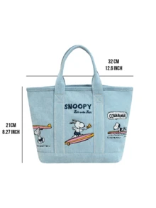 Denim Tote Bag - Surfing Theme, Denim Tote Bag - Featuring Surfing Design, Versatile And Fashionable, Suitable For Daily Use, Made Of Durable Denim And Exquisite Embroidery, An Ideal Choice For Women And Girls Daily Storage, Suitable For Daily Outings, School And Various Occasions. - Go Surfing - View 10