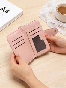 New Litchi Texture Letter Medium Wallet, Large Capacity Multi-Card Slots Short Wallet, Thick & Durable Handbag, Retro Coin Purse, Women Zipper Wallet, Multi-Layer Coin Pouch, Card Holder, Ladies Small Wallet - Multicolor - View 6
