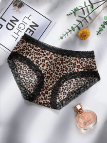 3pcs/Pack Sexy Leopard Print Lace Breathable Stretch Women Panties - Multicolor - View 4