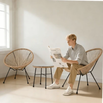 3 Piece Patio  Outdoor Seating Acapulco Chair Glass Top Side Table ,Chair And Table Set, All-Weather Patio Furniture Set For Yard Balcony Poolside  For Patio Garden