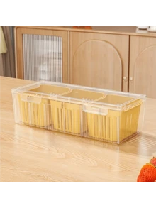 1 Set de Recipientes Reutilizables para Almacenamiento de Alimentos con Tapas, Cajas Organizadoras Transparentes de 3 Compartimentos para Refrigerador para Ensalada, Fruta, Verdura, Especias, Lonchera Portátil para Viajes y Uso al Aire Libre - Multicolor - Ver 5
