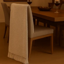 King Size Decorative Blanket – 100% Cotton Honeycomb Weave With Fringe - 2.30m X 2.40m - 巧克力棕 - 查看 7