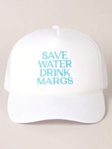 1pc Women's Outdoor Embroidered "SAVE WATER DRINK MARGS" Adjustable Drawstring Baseball Mesh Cap, Suitable For Spring/Autumn Travel, Fashionable & Versatile Sun Protection Hat, Unisex Y2K Style Cap - Baseball Cap - View 25