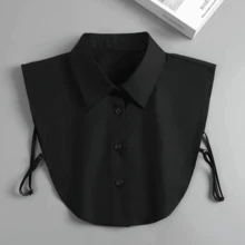 One Size Fake Shirt Collar Dickey For Women, Detachable Button-Up Collar For Layered Outfit Styling - màu đen - Xem 1