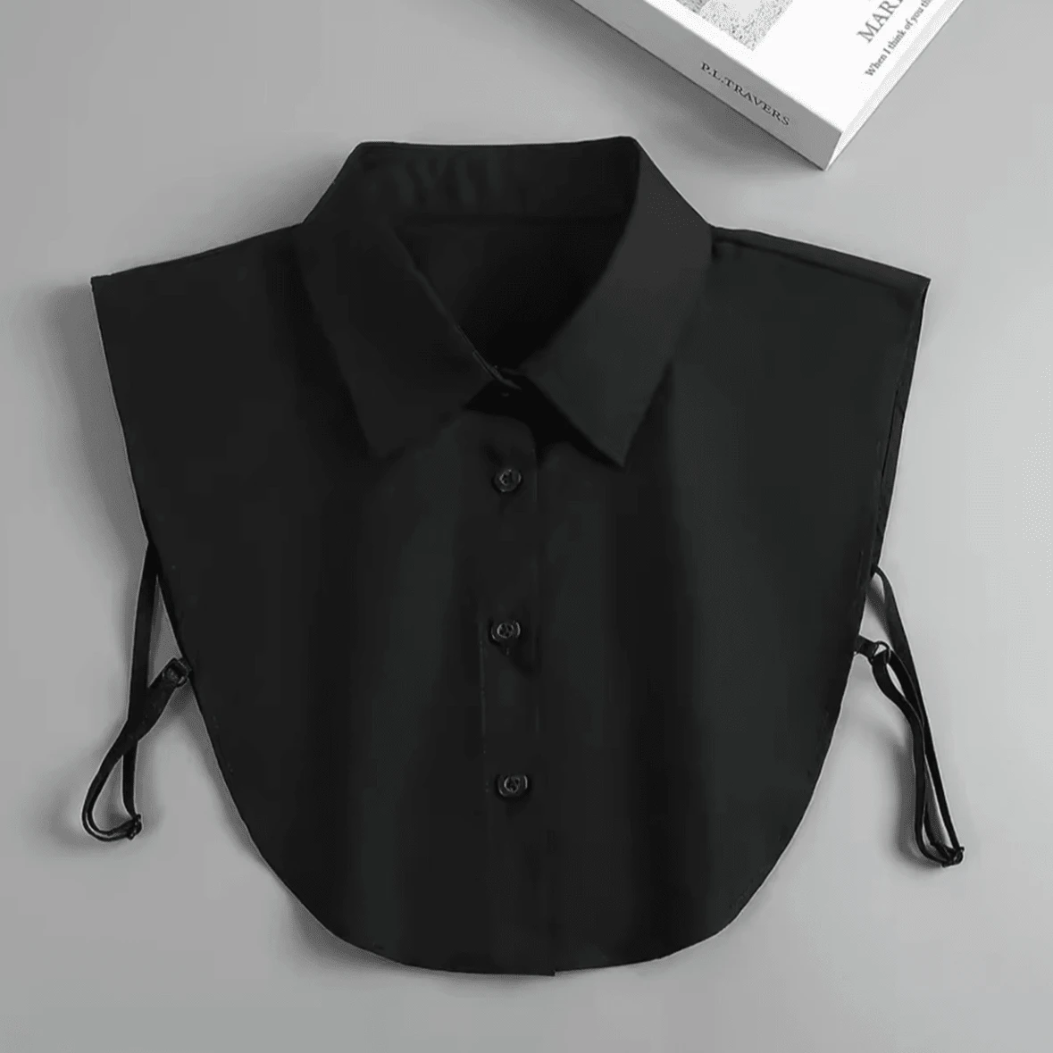 One Size Fake Shirt Collar Dickey For Women, Detachable Button-Up Collar For Layered Outfit Styling - màu đen - Xem 1