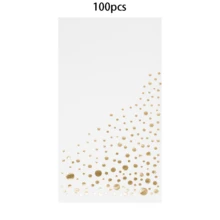 20张/40张/100张金色箔纸餐巾，白色和金色波点图案，一次性手巾，金属质感餐巾纸，适用于婚礼、婴儿派对、新娘送礼会、浴室派对用品 - 白色金點 - 查看 8