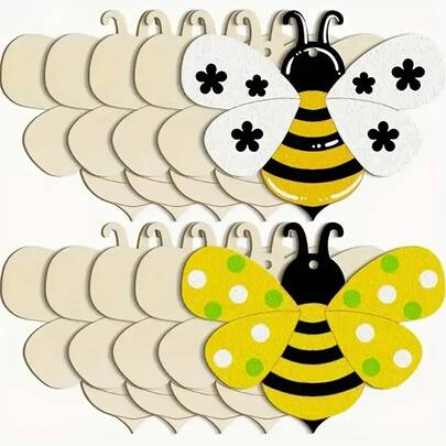 10 st träpyssel i form av bi, för DIY-målning och handgjorda, lämpliga för högtider, bröllop och festdekorationer, heminredning, festivalhängande ornament för jul, alla hjärtans dag, halloween, påsk, nyårspresenter