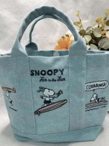 Denim Tote Bag - Surfing Theme, Denim Tote Bag - Featuring Surfing Design, Versatile And Fashionable, Suitable For Daily Use, Made Of Durable Denim And Exquisite Embroidery, An Ideal Choice For Women And Girls Daily Storage, Suitable For Daily Outings, School And Various Occasions. - Go Surfing - View 3