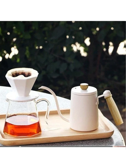 600ml Tetera de acero inoxidable con cuello de cisne y pico estrecho, ideal para café y té de goteo, con tapa