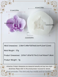 新款玫瑰硅胶模具 | 3D蝴蝶兰香皂蜡烛装饰工具 | 树脂粘土手工DIY模具套装（含莲花） | 适用于婚礼、毕业派对礼物、石膏工艺品、香薰蜡烛 - 白色 - 查看 6