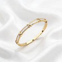 1pc 18K Gold Plated Copper Crystal White Diamond X-Shape Clasp Bracelet, Elegant & Simple, Versatile Daily Accessory