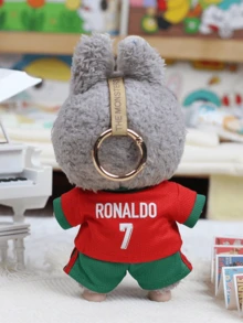 7 Football Jersey Outfit - Red & Green Striped Mini Kit with Shorts for Doll, Sports Wear with Official Number & Logo, Cute Anime Plush Toy Fashion for Display, Kawaii Soccer Fan Gift for Teens Boys Girls Collector,Suitable as a Christmas gift - 紅色 - 查看 6