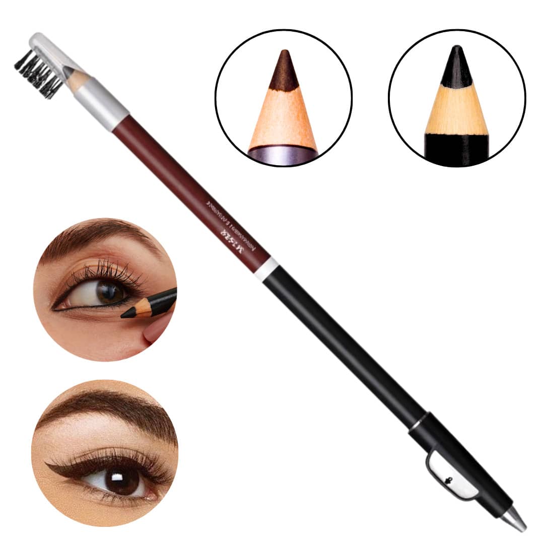 Sarah' Beauty Kajal Pencil Eyeliner, Waterproof, Black, Pigmented, Long-Lasting, Soft, Professional, Portable - 雙色棕/黑鉛筆 - 查看 1