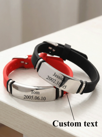 1 pulsera personalizada que brilla en la oscuridad, símbolo del infinito personalizado, nombre y información personalizable - Brazalete de silicona luminoso activado por luz azul, ajustable, adecuado para parejas/almas gemelas, regalo para Navidad, Día de San Valentín, Aniversario - Unisex (Novio/Novia/Esposa/Esposo/Mejor Amigo) - Para usar todo el año