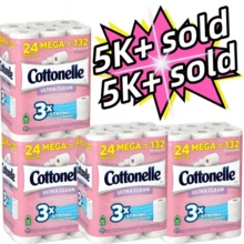 Cottonelle Ultra Clean Toilet Paper,24 Family Mega Rolls = 132 Regular Rolls,9 Mega Rolls = 36 Regular Rolls,4 Extra Large Rolls (Equivalent To 16 Regular Rolls) - Ultra Clean Care With A Wavy Texture, Effectively Cleans, Septic TankSafe And Clog-Proof, Soft And Strong, Value Pack. Cottonelle Toilet Paper, Extra Large Rolls, Septic TankSafe Paper, Clog-Proof, Soft And Strong, Ultra Clean Texture, Flushable Toilet Paper,Packaging May Vary,Toilet Paper, Sanitary Napkins, Toilet Paper Rolls, Paper, Bathroom Paper, Paper Products, Toilet Paper Holders, Kitchen Paper, Wet Wipes, Buy One Get One Free, Christmas, Gifts - 白色 - 查看 1