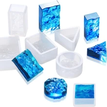 5pcs Ripple Silicone Mold Set Random Mixed,Triangle, Circle, Square, Rectangle, Ripples, Wave Texture, 3D Silicone Mold For Keychain,DIY Jewelry Pendant,Cake Decoration, Candle Soap Aromatherapy Stone,Handmade Accessories,DIY Mold For Back To School - Clear - View 1