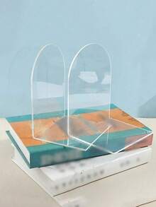 Adjustable Acrylic Bookshelf, Transparent Bookshelf, Art Display Rack, Desktop Acrylic Bookshelf, Suitable For Office, Home, Retail Store, Bedroom, Back To School, Comics, CDs, Magazines, Postcards, Artworks, Valentine's Day, Christmas, Halloween Gifts, Transparent Decor - Clear - View 3