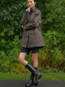 OctMoon Women's Lightweight Rain Coat, Outdoor Coat – Waterproof Raincoat Jacket With Hood, Classic Button-Up Trench Coat For Women - Cà phê nâu - Xem 7