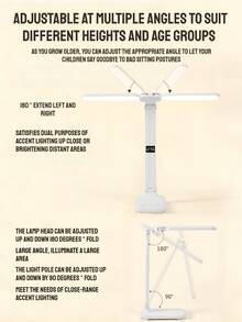 1 st. uppladdningsbar LED-skrivbordslampa, dimbar skrivbordslampa med 3 nivåer (med pennhållare och klockstativ), hopfällbar läslampa med pekskärm, ögonvänlig läslampa för barnrum, hem, kontor, sovrum - En-Storlek - Visa 5