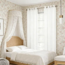 2 piezas.55.1IN*94.5IN(140cm*240cm) Cortinas de lino.Visillo semitranslúcido y transpirable.Diseño minimalista en blanco puro.Transmisión de luz natural con protección de la privacidad.La elección ideal para la decoración del hogar. - Blanco - Ver 8