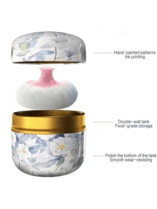 1Set Valentine's Day Style Large Powder Puff, Body Powder And Container Loose Powder, The Powder Puff And Powder Box Are Suitable For Bathing And Travel - Multicolor - View 5