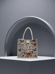 Minimalist Fashion Linen Tote Bag, Large Capacity Handbag, Portable Casual Storage Bag, Multifunctional Shopping Bag, Annual Meeting Gift Bag, Support DIY Design, Date, Birthday, Bridesmaid Wedding Gift Bag, Student Teacher Back To School Special Bag, Suitable For Women, Mother's Day Gift - Multicolor - View 1