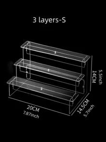 3-Tier Acrylic Display Shelf, Artistic Decorative Style, Transparent Storage & Organization Rack - Clear Acrylic Shelf, Suitable For Collectibles, Figurines, Jewelry, Cosmetics Etc., Multi-Compartment, Floor-Standing Design
