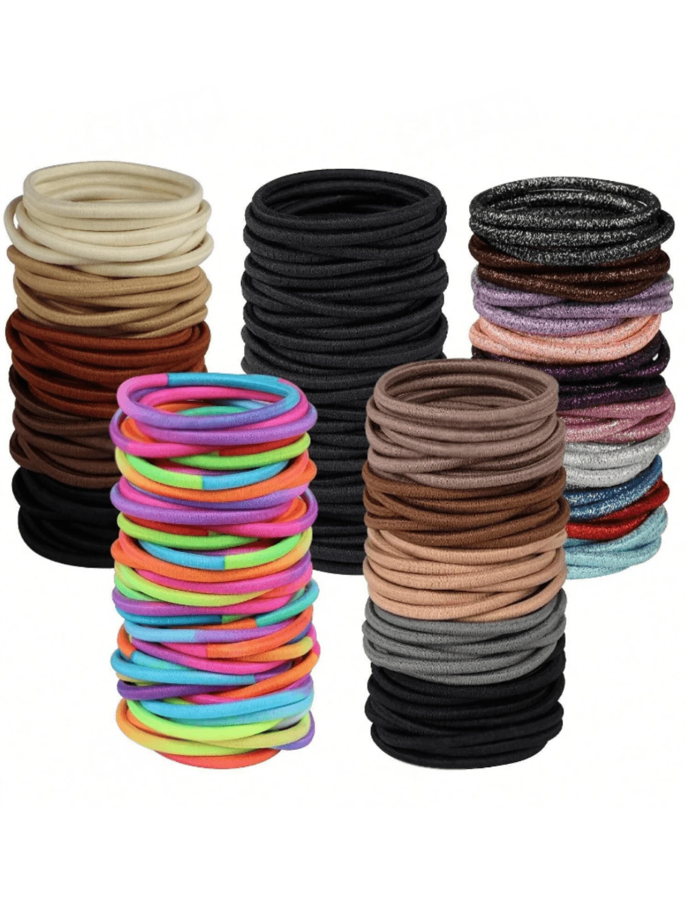 1 pieza/50 piezas, Lazos de pelo elásticos negros para niñas, Lazo de pelo negro grueso y grande, Adecuado para coletas gruesas y rizadas, Fijador de coleta adecuado para accesorios de cabello de la vida diaria, Bandas de goma - Multicolor - Ver 1