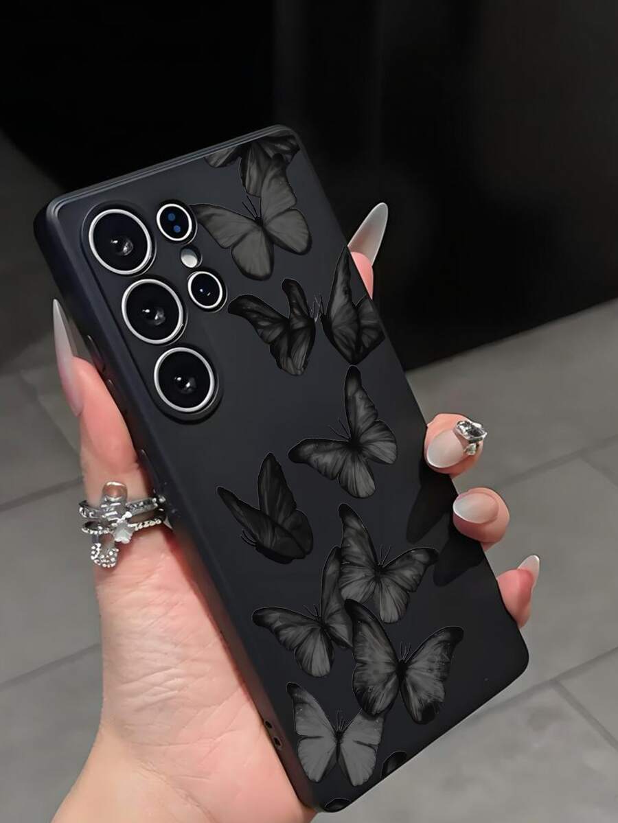1 ốp lưng điện thoại họa tiết bướm, tương thích với iPhone, Honor, Galaxy A04e/A05s/A13/A14/A15/A34/A35/A50/A52/A53/A54/S21/S22/S23/S24/S25/S25Ultra, 6A/7A/8A, 12T/13T/14T, phiên bản quốc tế, không phải phiên bản nội địa. - màu đen - Xem 1