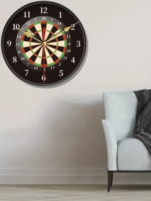 Darts Theme Round Quartz Wall Clock - Battery Powered, Silent, Analog Display, Perfect For Home, Office Or Bar Decor. Ideal Gift For Sports Fans And Great Decoration For Any Sports Bar | Darts Theme Clock | Quartz Clock, Darts Accessories - Multicolor - View 4