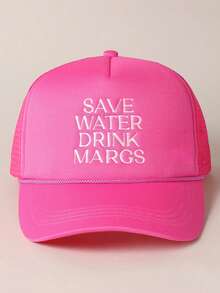 1pc Women's Outdoor Embroidered "SAVE WATER DRINK MARGS" Adjustable Drawstring Baseball Mesh Cap, Suitable For Spring/Autumn Travel, Fashionable & Versatile Sun Protection Hat, Unisex Y2K Style Cap - Baseball Cap - View 27