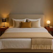 King Size Decorative Blanket – 100% Cotton Honeycomb Weave With Fringe - 2.30m X 2.40m - 巧克力棕 - 查看 2
