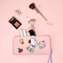 Miniso Túi đựng mỹ phẩm bằng silicon hình Stitch của Disney, thiết kế dung tích lớn, sử dụng tại nhà/ngoài trời, món quà sinh nhật hoàn hảo, chất liệu silicon (1 chiếc) - Hồng - Xem 8