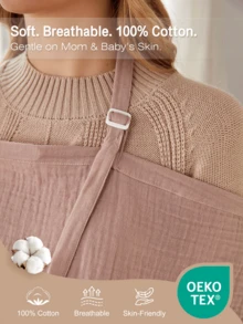 1pc Oeko-Tex Certified Crinkle Fabric Nursing Cover In Lotus Root Pink, Breathable & Soft Nursing Apron, All Season Car Seat Canopy, Multifunctional Baby Stroller Sun Shade
