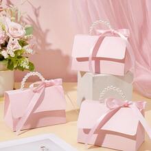 20pcs Pearl Handheld Knot Candy Box Wedding Companion Gift Baking Biscuits Chocolate Flower Relief Packaging Box Creative Party Gift - Pink - View 7