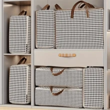 Large Capacity Houndstooth Pattern Tote Bag, Suitable For Seasonal Storage Of Quilts And Clothes - Black and White - View 6