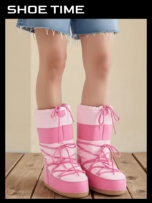 Women Snow Puffy Cozy Fashion Winter Boots - 粉色 - 查看 1