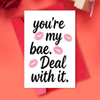 1 pieza Tarjeta elegante del Día de San Valentín, tarjeta de amor, tarjeta de cumpleaños - "Eres mi B A E, con eso" Tarjeta de aniversario divertida, perfecta para pareja, esposo, novio, prometida, esposa, novia, adecuada para todas las ocasiones, tarjeta de festival