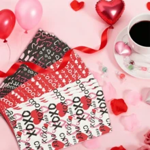 24个情人节礼品袋，带贴纸，4种款式，心形纸质礼品袋，心形XOXO图案，适用于情人节礼物、伴娘礼物、生日礼物、婚礼礼物、情人节派对回礼。