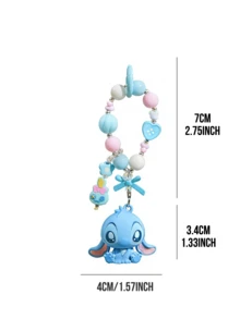 Blue Cute Beaded Monster Hanging Accessory, Adorable Kawaii-Inspired Design With Soft Blue Colorway And Bead Chain Detail, Playful Mini Charm With Sweet Expression, Decorative Bag Charm For Backpack, Handbag Or Keys, Lovely Collectible Accessory For Cute Aesthetic Lovers, Adds A Fresh And Cheerful Touch To Daily Outfits, Perfect Gift For Birthdays, Holidays, Valentine's Day & Sweet Moments - Cute Beaded Stitch - View 3